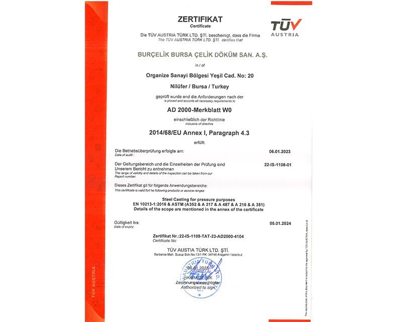 AD2000 & PED Certificate
