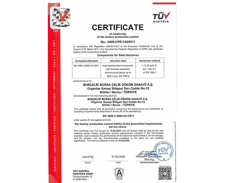 EN 1090-1 Components for Steel structures